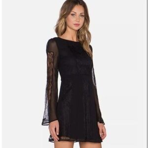 Stone Cold Fox Black Lace Minidress Bell Sleeves Size 1/Small